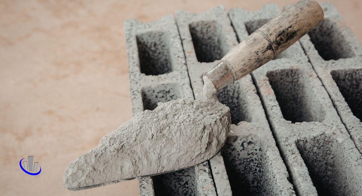 Trowel on concrete bricks
